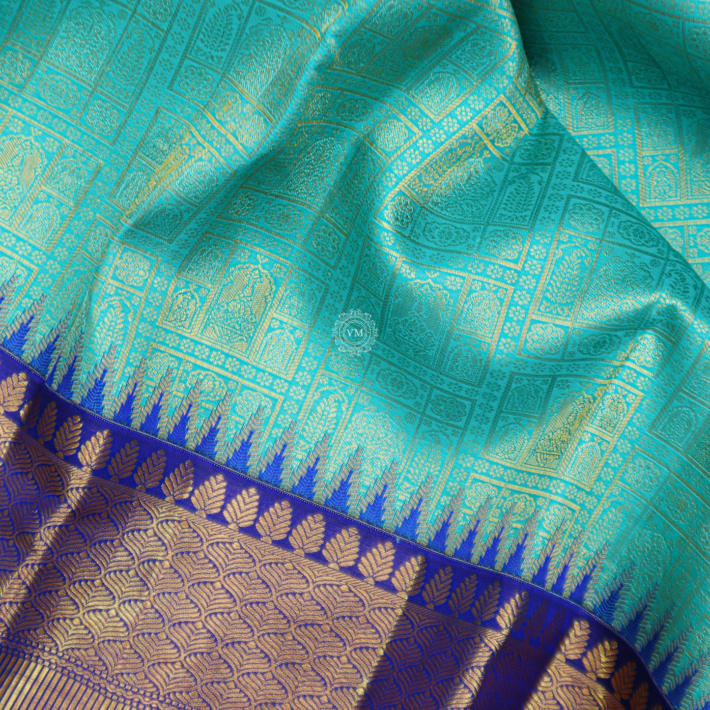 VM23082313 Sky blue with Dark blue kanchipuram wedding silk saree
