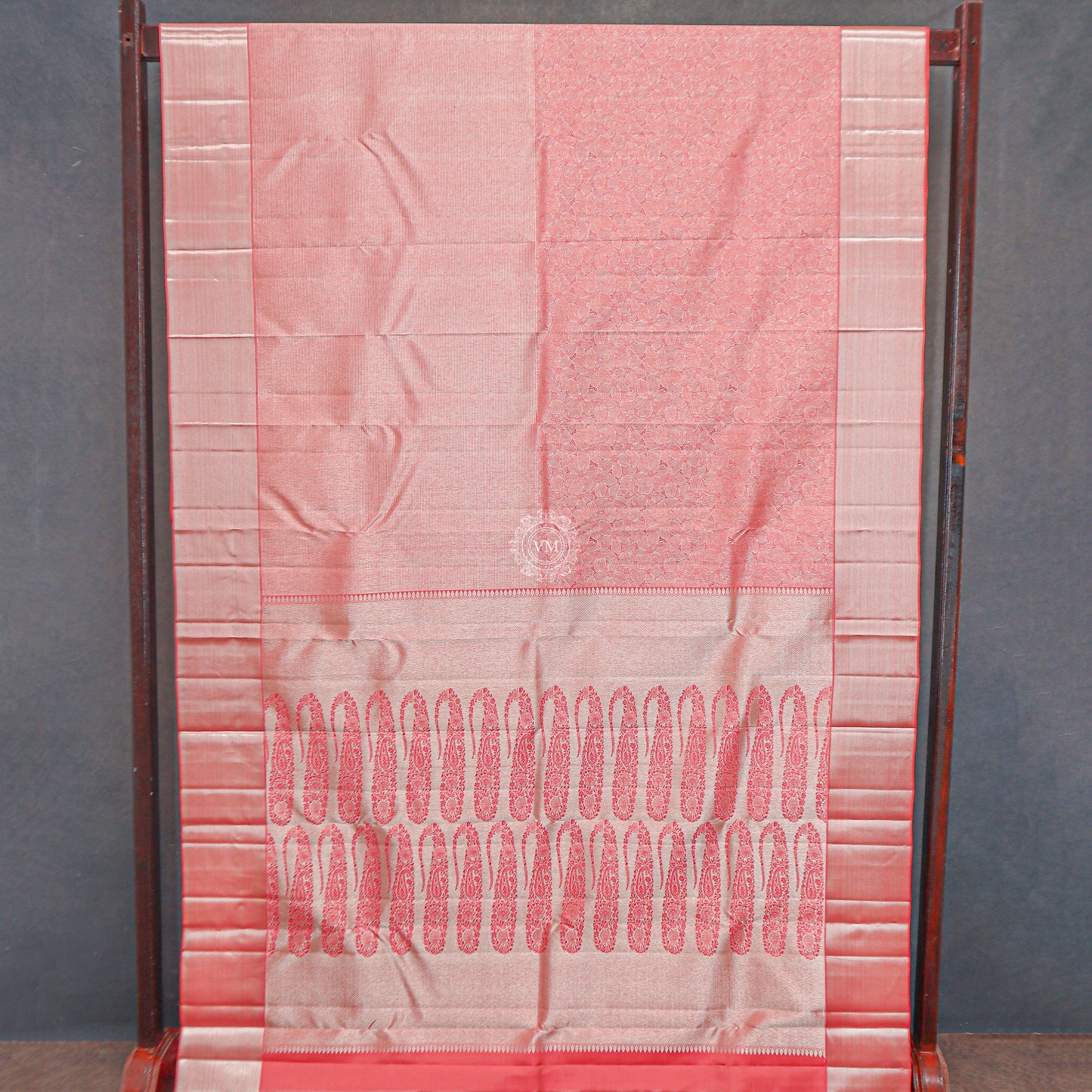 VM23082302 Red with kanchipuram wedding silk saree