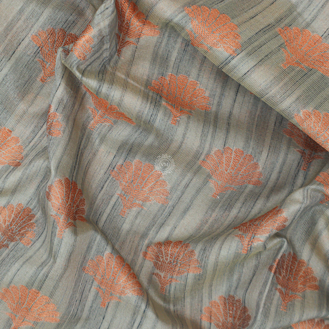 VM23082625 Grey with Light reddish Semi soft silk saree