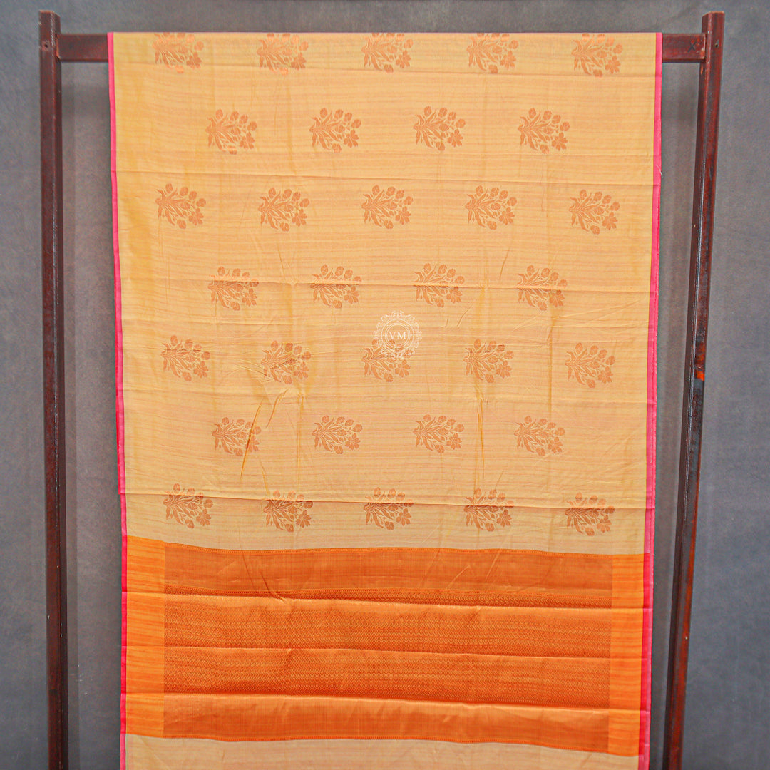 VM23082586 Yellowish orange with Semi soft silk saree