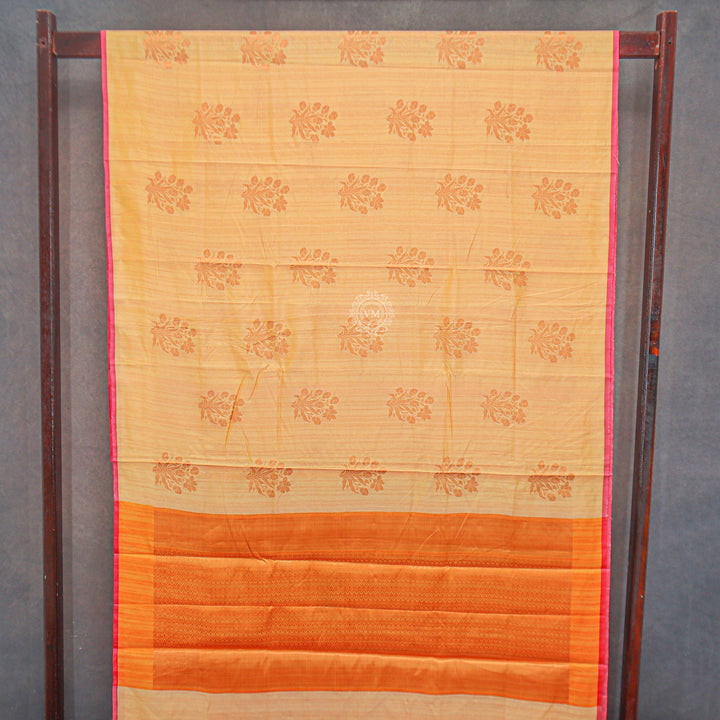 VM23082586 Yellowish orange with Semi soft silk saree
