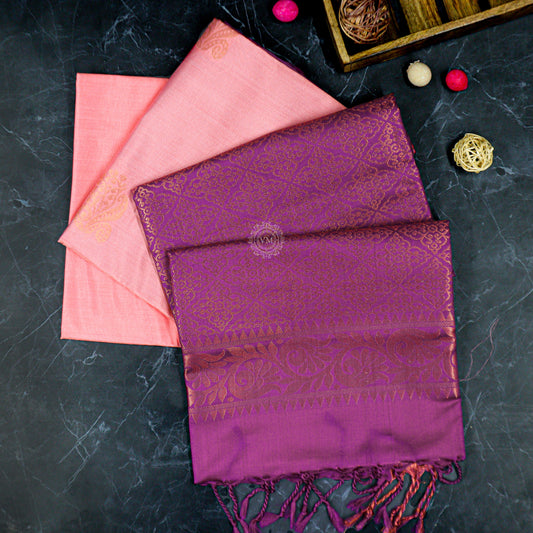 VM23083532 Light pink with violet Semi soft silk saree