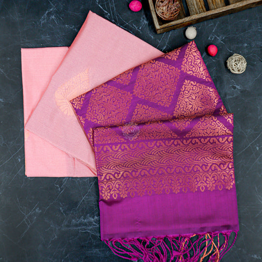 VM23083491 Light pink with Violet Semi soft silk saree