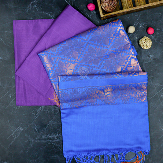 VM23083453 Violet with Blue Semi soft silk saree