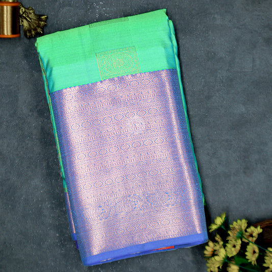 VM23083949 Green with Bluish violet Semi silk saree