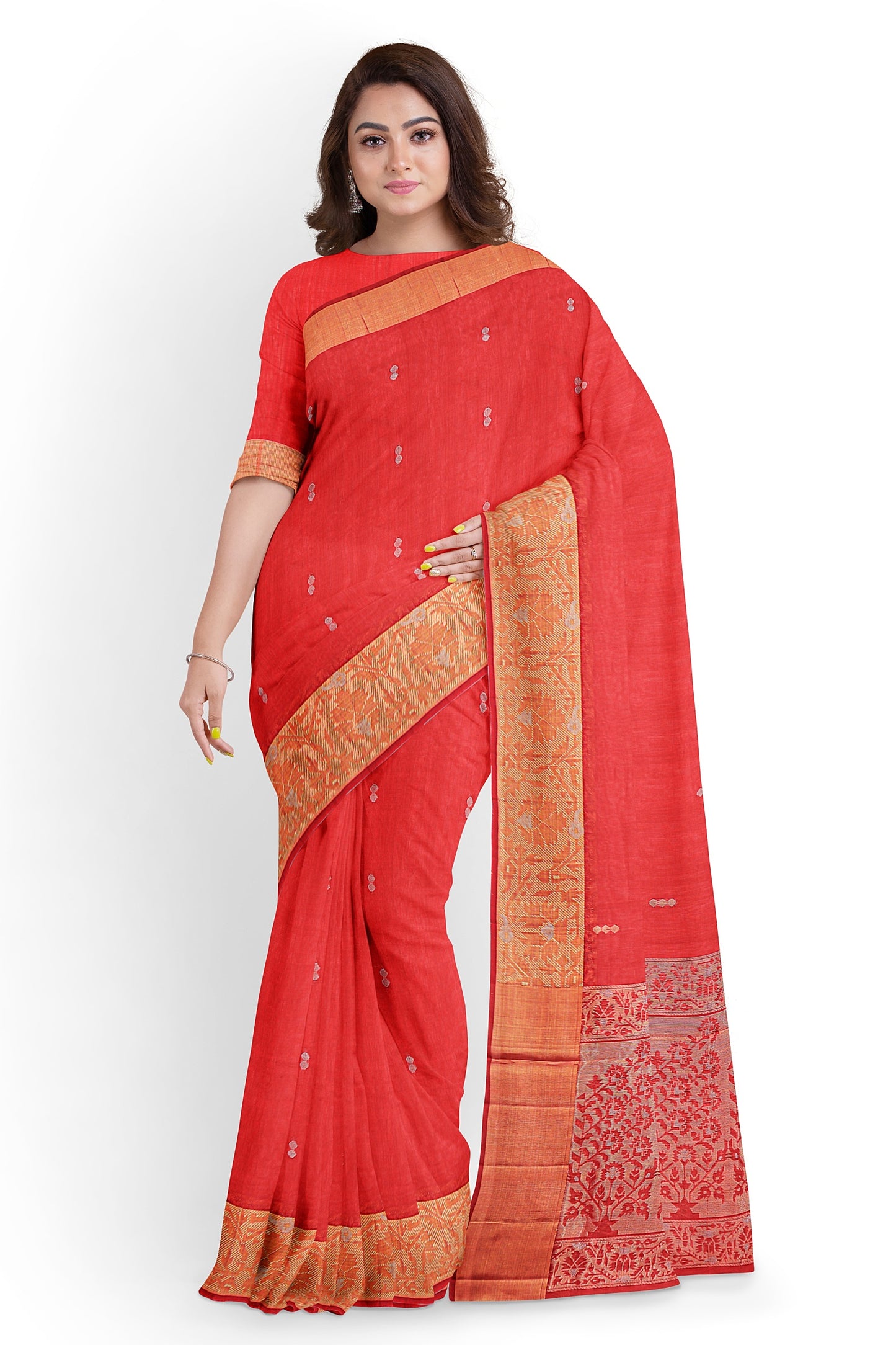 VM red colour handloom silk cotton VM2301012