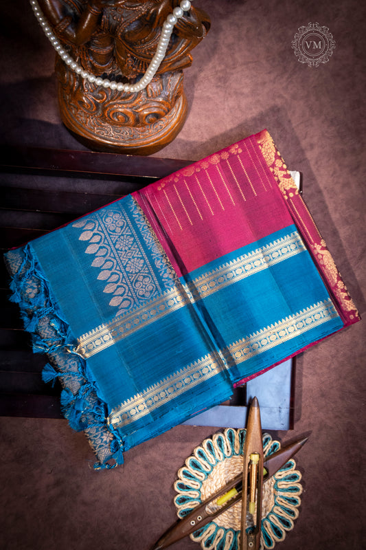 Cerise Pink Handloom soft silk saree