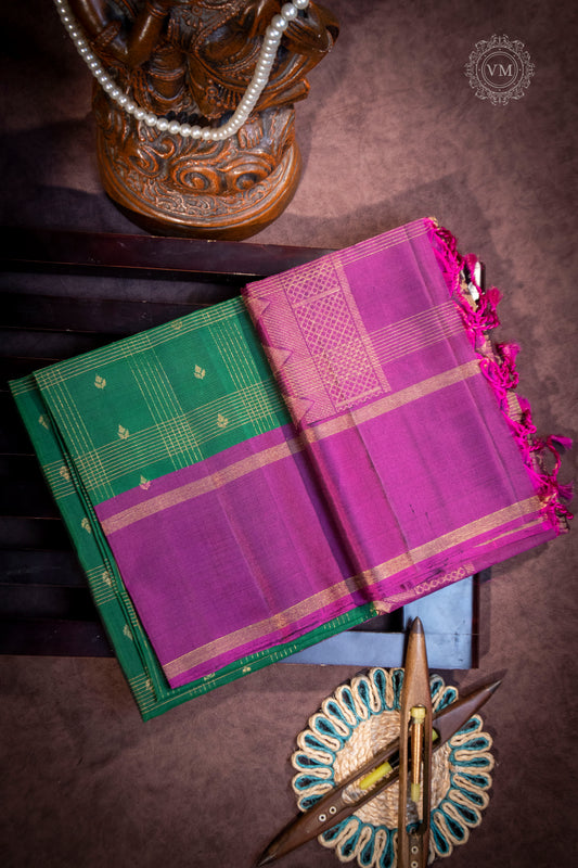 Teal Green Handloom soft silk saree