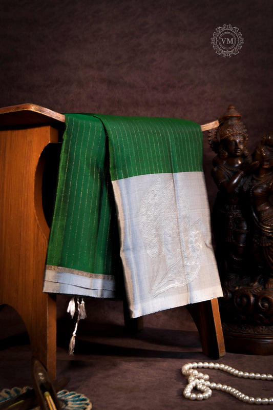 Camo Green Handloom soft silk saree