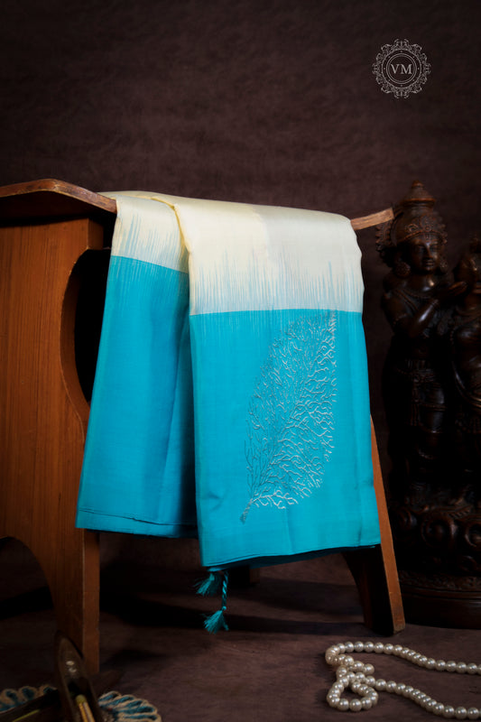 Chrome White Handloom soft silk saree