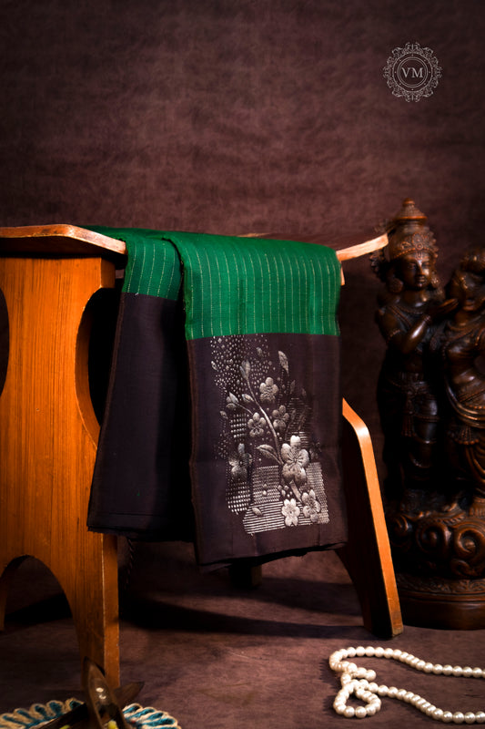 Pine Green Handloom soft silk saree