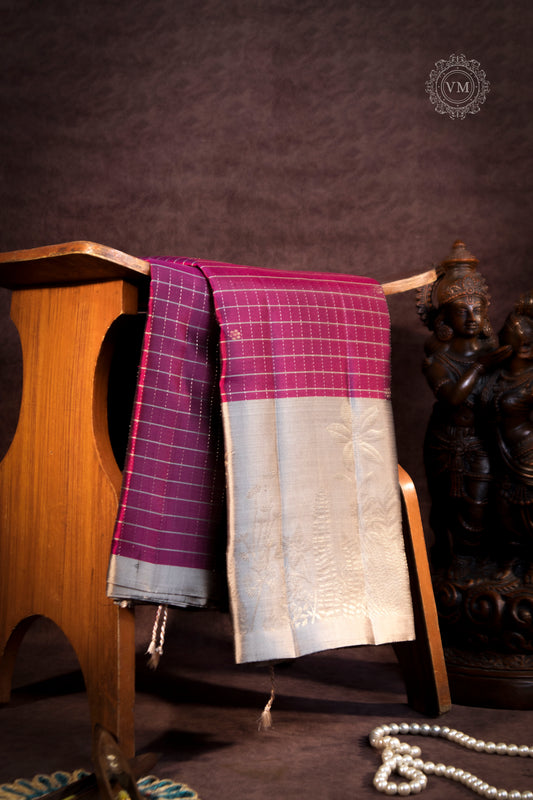Red Violet Handloom soft silk saree