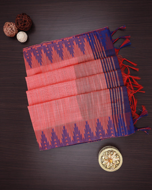 Cotton saree pale red colour