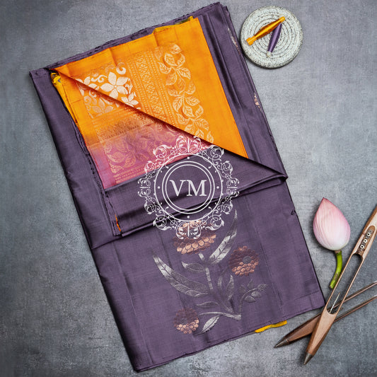 HSS10 Mulled Wine Soft Silk Saree with Copper border