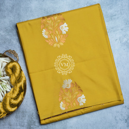 SS79 Lime Green Soft Silk Saree with Beautiful Floral Design