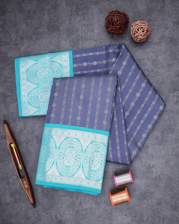 DOLPHIN COLOUR KANCHIPURAM TRADITIONAL SILK SAREE