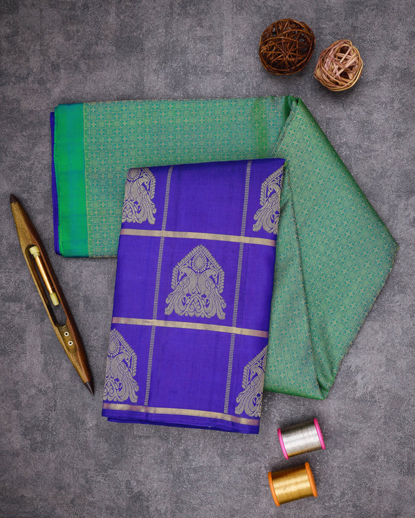 FOREST GREEN COLOUR KANCHIPURAM TRADITIONAL SILK SAREE