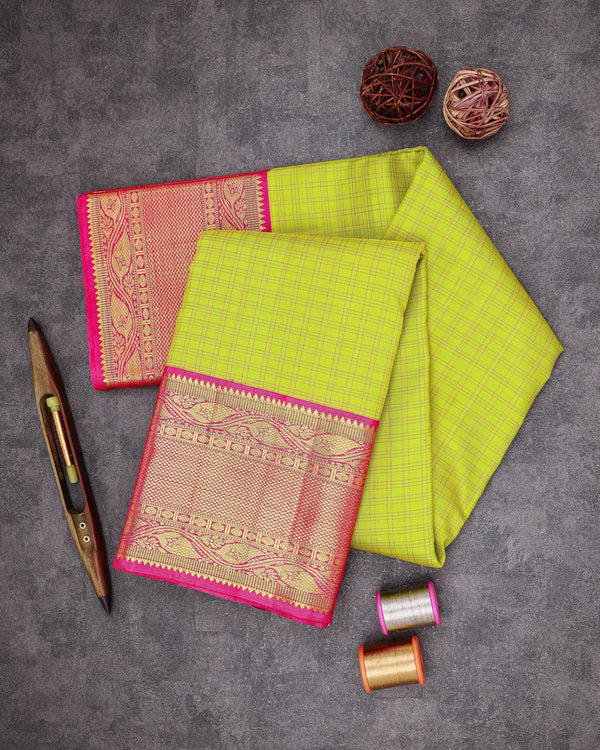 PEAR COLOUR KANCHIPURAM TRADITIONAL SILK SAREE