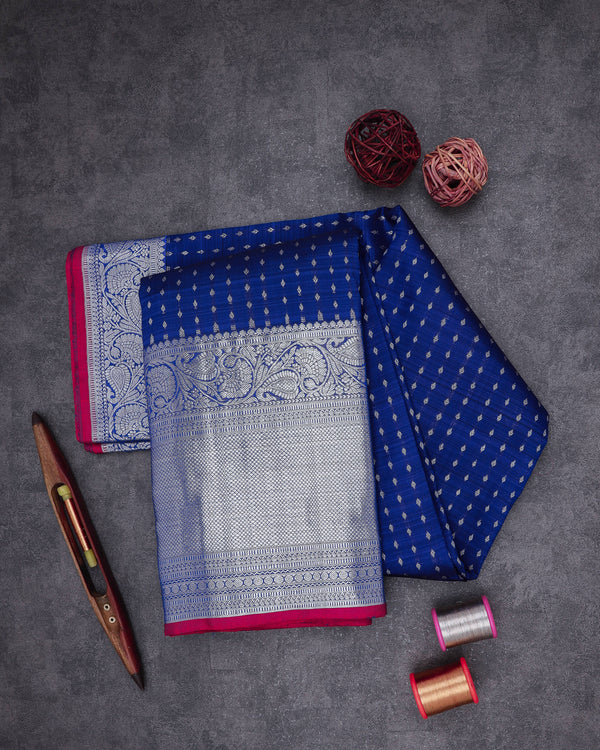DARK ROYAL BLUE COLOUR KANCHIPURAM TRADITIONAL SILK SAREE
