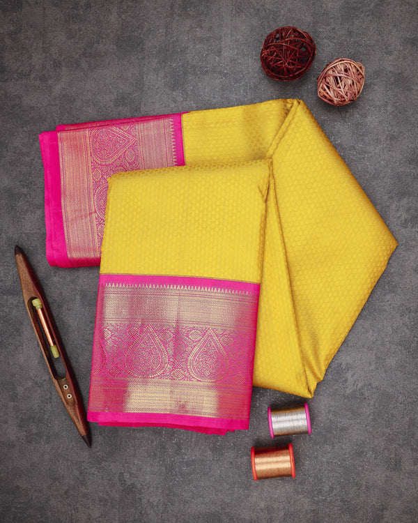 SAFFRON MANGO COLOUR KANCHIPURAM TRADITIONAL SILK SAREE