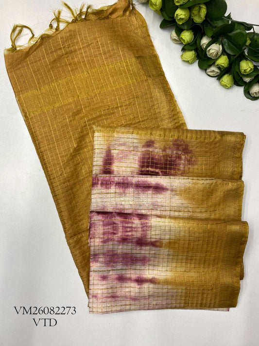 Pinkish Gray Linen Cotton Saree