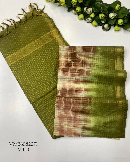 Sandy Brown Linen Cotton Saree
