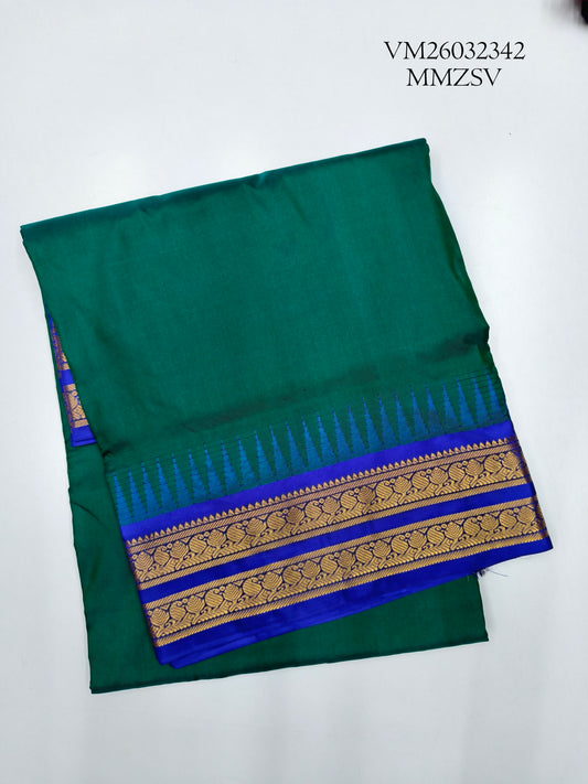 Pine Green 9 Yard Pure Silk Saree