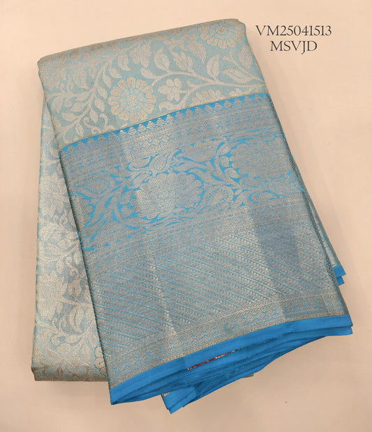 Cadet Blue Tissue Silk Saree