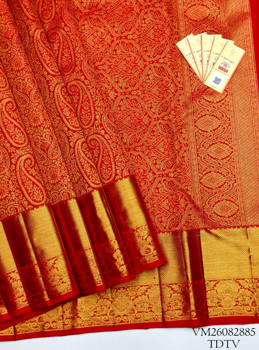 Crimson Red Traditional Silk Saree