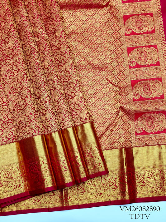Red Brown Traditional Silk Saree