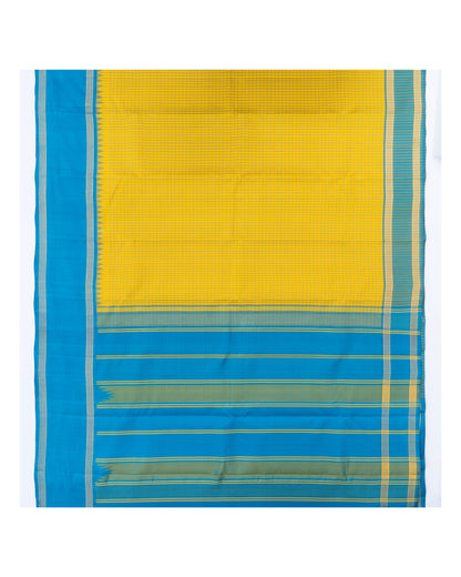 YELLOW COLOUR KANCHIPURAM KORVAI SILK SAREE