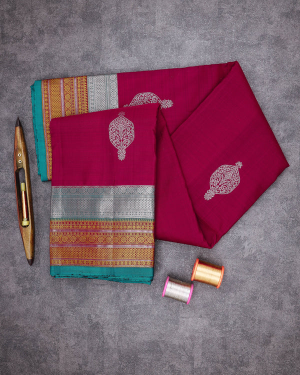 MULBERRY COLOUR KANCHIPURAM TRADITIONAL SILK SAREE