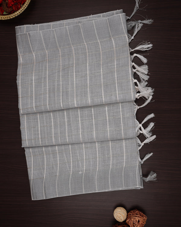 Linen cotton saree smokey grey color