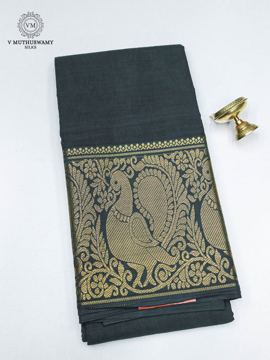 Madurai Sungudi Cotton Saree - Bottle Green