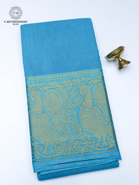 Madurai Sungudi Cotton Saree - Sky Blue