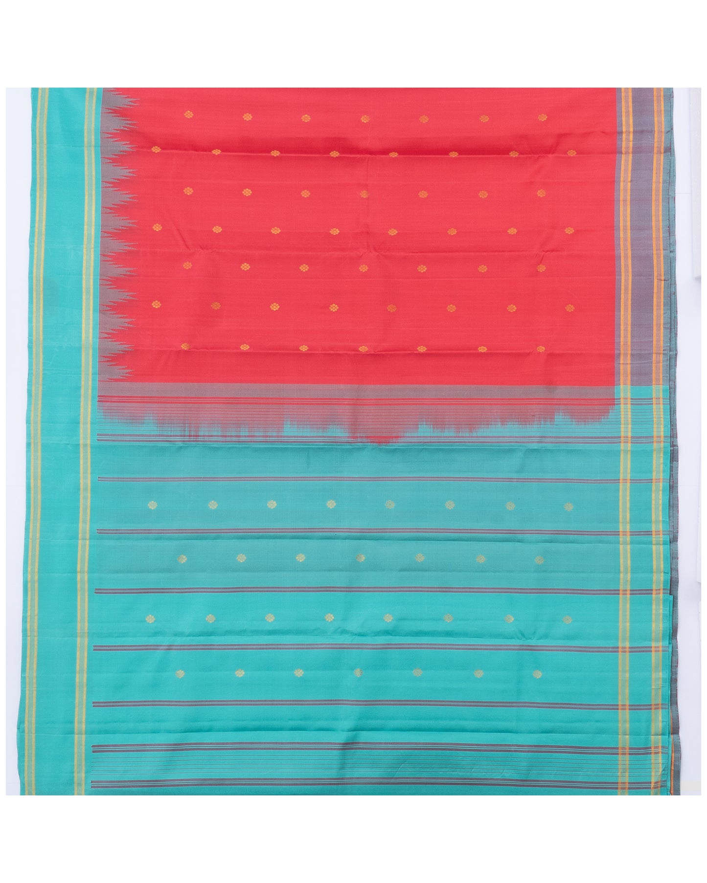 RED COLOUR KANCHIPURAM KORVAI SILK SAREE