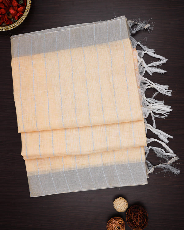 Linen cotton saree light orange