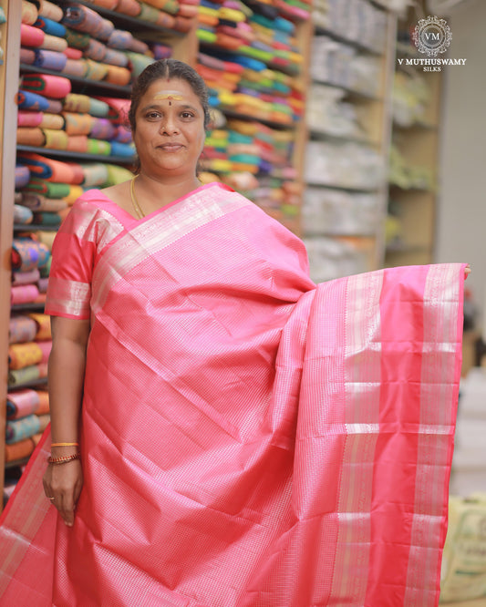 ROSY PINK - KANCHIPURAM TRADITIONAL SILK SAREE