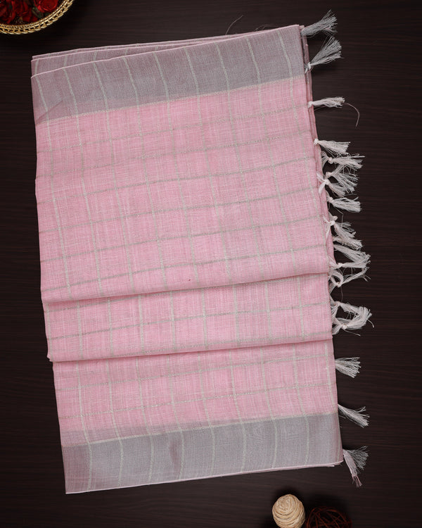 Linen cotton saree pink colour