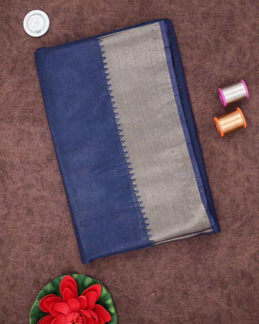 Dark Grey Blue Fancy Cotton Sarees