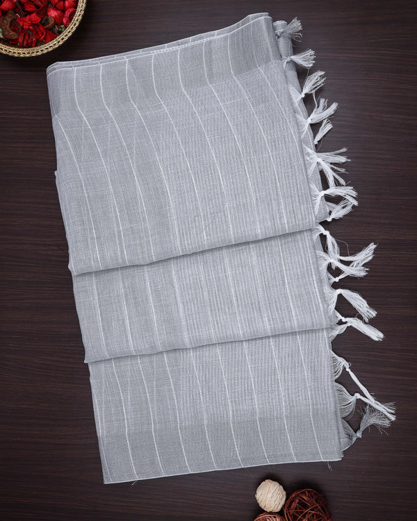 Linen cotton saree grey