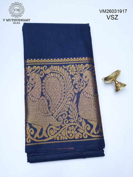 Cotton Saree - Navy Blue