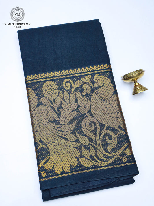 Madurai Sungudi Cotton Saree - Navy Blue