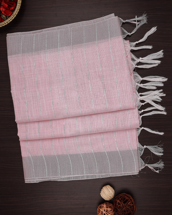 Linen cotton saree pink colour