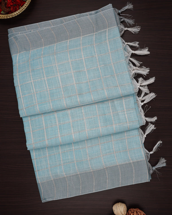 Linen cotton saree blue colour