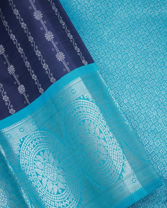 DOLPHIN COLOUR KANCHIPURAM TRADITIONAL SILK SAREE