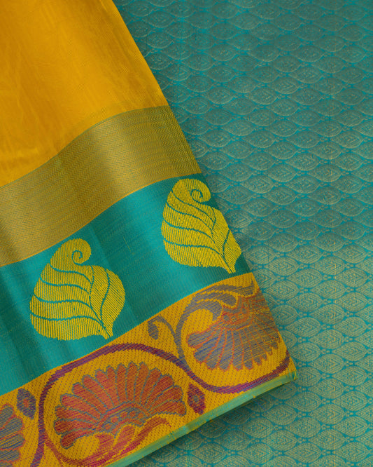 BEE YELLOW COLOUR KANCHIPURAM TRADITIONAL SILK SAREE