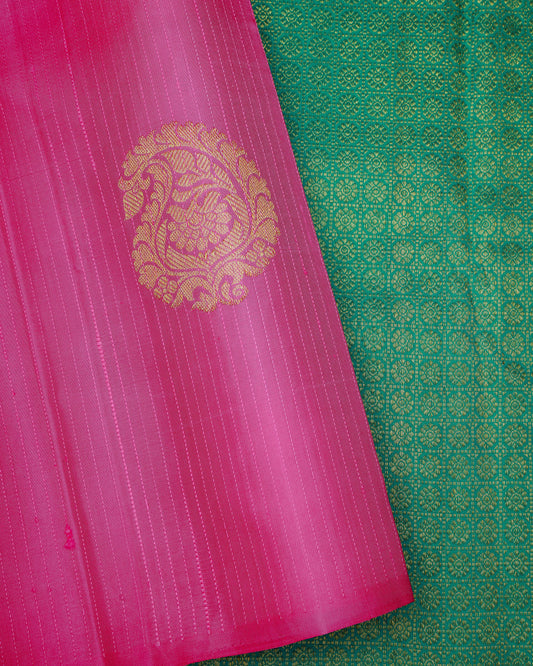 LAVENDER PINK COLOUR KANCHIPURAM TRADITIONAL SILK SAREE
