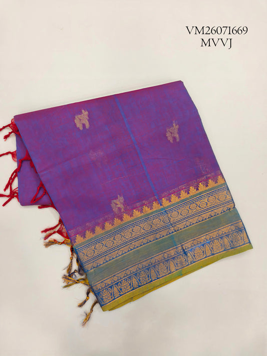 Dark Lavender Kanchi Cotton Saree