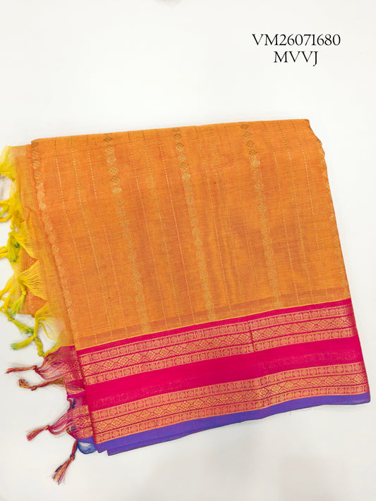Light Orange Kanchi Cotton Saree